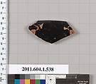 Terracotta rim fragment of a kylix (drinking cup), Terracotta, Greek, Attic