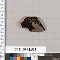 Terracotta rim fragment of a kylix (drinking cup), Terracotta, Greek, Attic