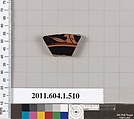Terracotta fragment of a kylix (drinking cup), Terracotta, Greek, Attic