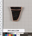 Terracotta fragment of a kylix (drinking cup), Terracotta, Greek, Attic