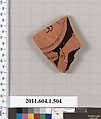 Terracotta fragment of a kylix (drinking cup), Terracotta, Greek, Attic