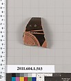 Terracotta rim fragment of a kylix (drinking cup), Terracotta, Greek, Attic