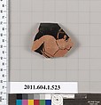 Terracotta rim fragment of a kylix (drinking cup), Terracotta, Greek, Attic