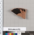 Terracotta fragment of a kylix (drinking cup), Terracotta, Greek, Attic