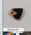 Terracotta rim fragment of a kylix (drinking cup), Terracotta, Greek, Attic