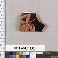 Terracotta rim fragment of a kylix (drinking cup), Terracotta, Greek, Attic