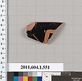 Terracotta rim fragment of a kylix (drinking cup), Terracotta, Greek, Attic