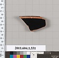 Terracotta rim fragment of a kylix (drinking cup), Terracotta, Greek, Attic