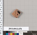 Terracotta fragment of a kylix (drinking cup), Terracotta, Greek, Attic
