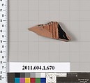 Terracotta fragment of a kylix (drinking cup), Terracotta, Greek, Attic