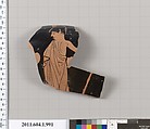 Terracotta fragment of a kylix (drinking cup), Terracotta, Greek, Attic
