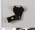 Terracotta fragment of a kylix (drinking cup), Terracotta, Greek, Attic