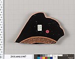 Terracotta fragment of a kylix (drinking cup), Terracotta, Greek, Attic