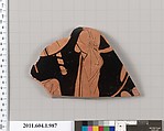 Terracotta fragment of a kylix (drinking cup), Terracotta, Greek, Attic
