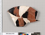 Terracotta fragment of a kylix (drinking cup), Terracotta, Greek, Attic