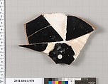Terracotta fragment of a kylix (drinking cup), Terracotta, Greek, Attic