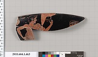 Terracotta rim fragment of a kylix (drinking cup), Attributed to Makron [DvB], Terracotta, Greek, Attic
