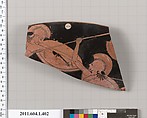 Terracotta rim fragment of a kylix (drinking cup), Terracotta, Greek, Attic