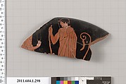 Terracotta fragment of a kylix (drinking cup), Attributed to the Painter Z [DvB], Terracotta, Greek, Attic