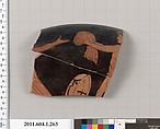 Terracotta rim fragment of a kylix (drinking cup), Terracotta, Greek, Attic