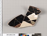 Terracotta rim fragment of a kylix (drinking cup), Terracotta, Greek, Attic