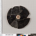 Terracotta fragment of a kylix (drinking cup), Attributed to the Veii Painter [DvB], Terracotta, Greek, Attic