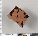 Terracotta fragment of a kylix (drinking cup), Terracotta, Greek, Attic