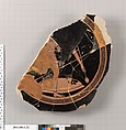 Terracotta fragment of a kylix (drinking cup), Terracotta, Greek, Attic