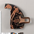 Terracotta fragment of a kylix (drinking cup), Terracotta, Greek, Attic