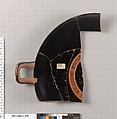 Terracotta fragment of a kylix (drinking cup), Terracotta, Greek, Attic