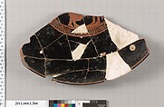 Terracotta fragment of a kylix (drinking cup), Terracotta, Greek, Attic