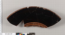 Terracotta fragment of a kylix (drinking cup), Terracotta, Greek, Attic