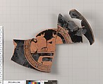 Terracotta fragment of a kylix (drinking cup), Terracotta, Greek, Attic