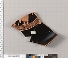 Terracotta fragment of a kylix (drinking cup), Terracotta, Greek, Attic