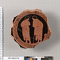 Terracotta fragment of a kylix (drinking cup), Attributed to the Group of Louvre C 11000 [DvB], Terracotta, Greek, Attic