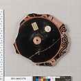 Terracotta fragment of a kylix (drinking cup), Attributed to the Group of Louvre C 11000 [DvB], Terracotta, Greek, Attic