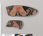 Terracotta fragment of a kylix (drinking cup), Terracotta, Greek, Attic