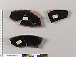 Terracotta rim fragments of a kylix (drinking cup), Attributed to the Painter of London D 12 [DvB], Terracotta, Greek, Attic