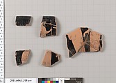 Terracotta fragments of a kylix (drinking cup), Terracotta, Greek, Attic