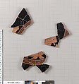 Terracotta fragments of a kylix (drinking cup), Terracotta, Greek, Attic