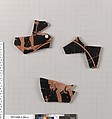 Terracotta fragments of a kylix (drinking cup), Terracotta, Greek, Attic