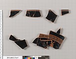 Terracotta fragments of a kylix (drinking cup), Terracotta, Greek, Attic