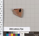 Terracotta fragment of a kylix (drinking cup), Terracotta, Greek, Attic