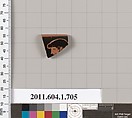 Terracotta rim fragment of a kylix (drinking cup), Terracotta, Greek, Attic