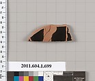 Terracotta fragment of a kylix (drinking cup), Terracotta, Greek, Attic