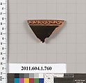 Terracotta rim fragment of a kylix (drinking cup), Terracotta, Greek, Attic