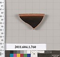 Terracotta rim fragment of a kylix (drinking cup), Terracotta, Greek, Attic