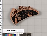 Terracotta fragment of a kylix (drinking cup), Terracotta, Greek, Attic