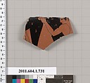 Terracotta fragment of a kylix (drinking cup), Terracotta, Greek, Attic