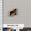 Terracotta fragment of a kylix (drinking cup), Terracotta, Greek, Attic